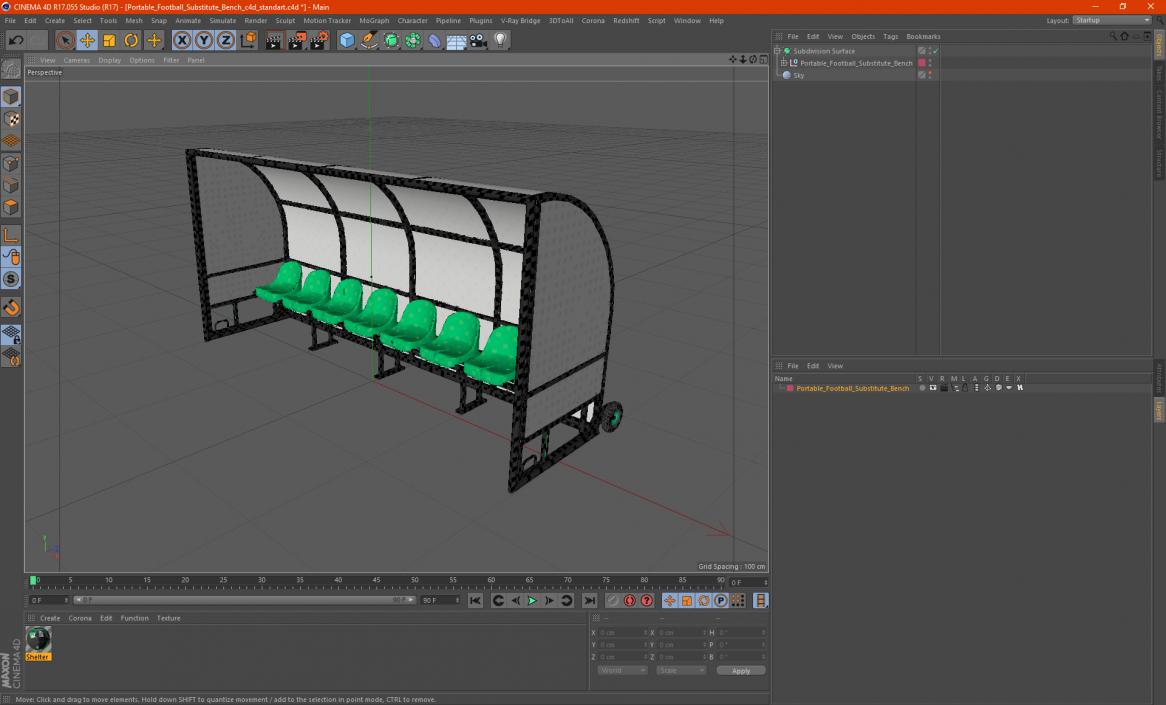 Portable Football Substitute Bench 3D model