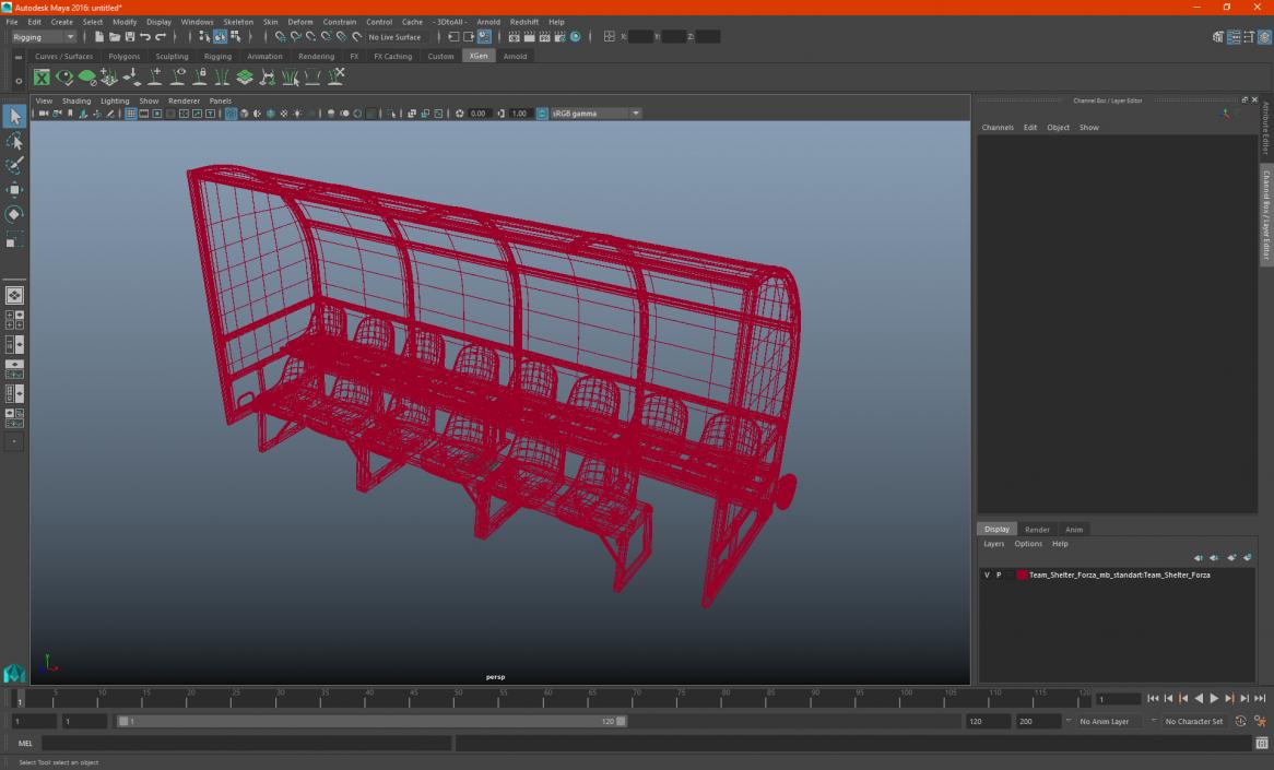 Portable Football Substitute Bench 3D model