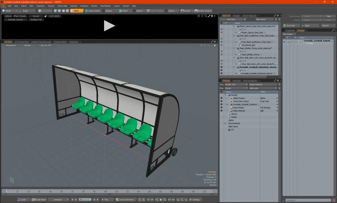 Portable Football Substitute Bench 3D model