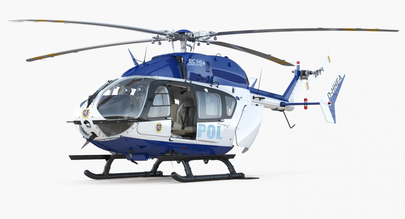 3D Eurocopter EC145 German Police Helicopter Rigged model