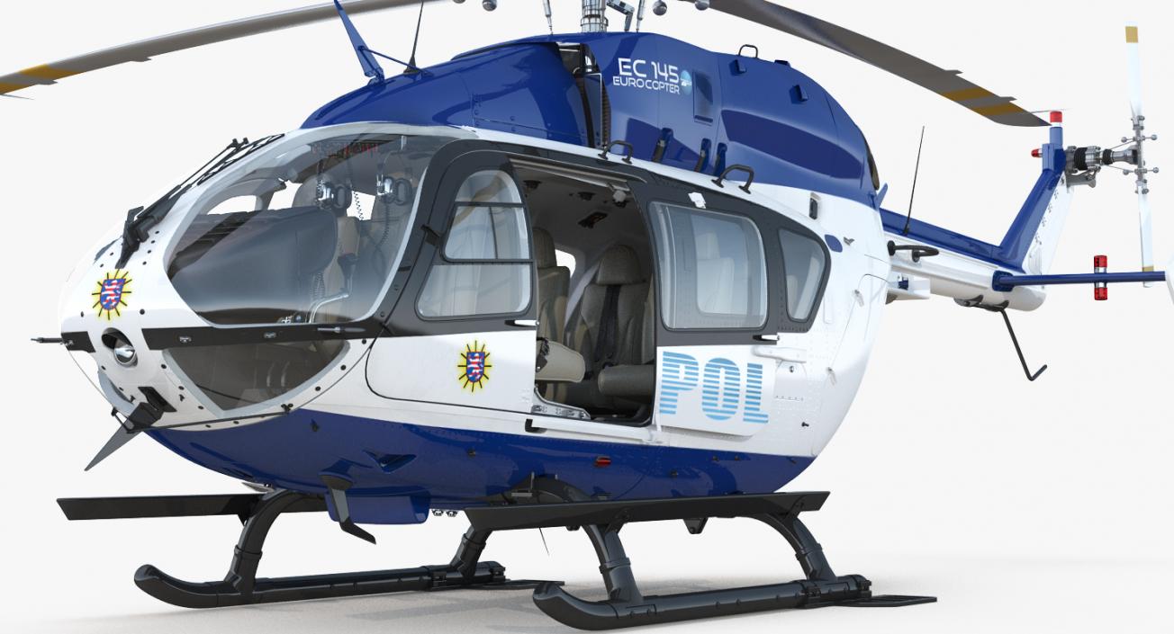 3D Eurocopter EC145 German Police Helicopter Rigged model