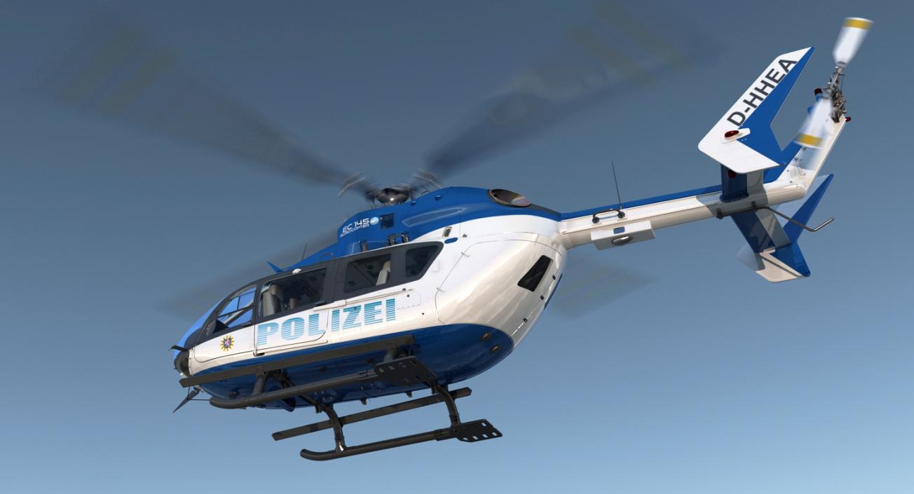 3D Eurocopter EC145 German Police Helicopter Rigged model