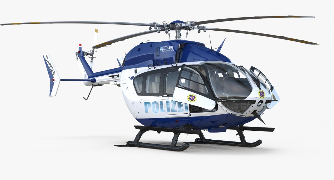 3D Eurocopter EC145 German Police Helicopter Rigged model