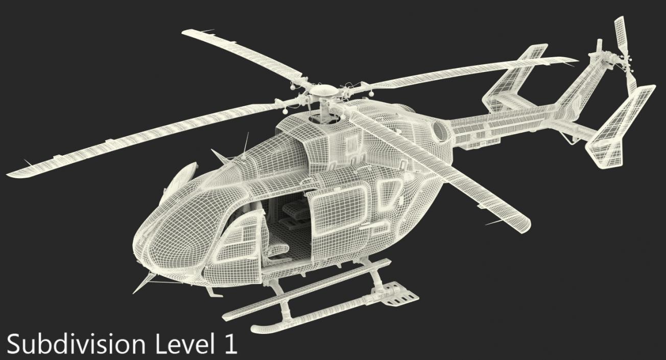 3D Eurocopter EC145 German Police Helicopter Rigged model