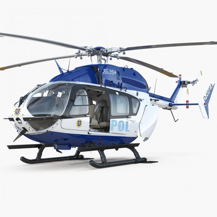 3D Eurocopter EC145 German Police Helicopter Rigged model