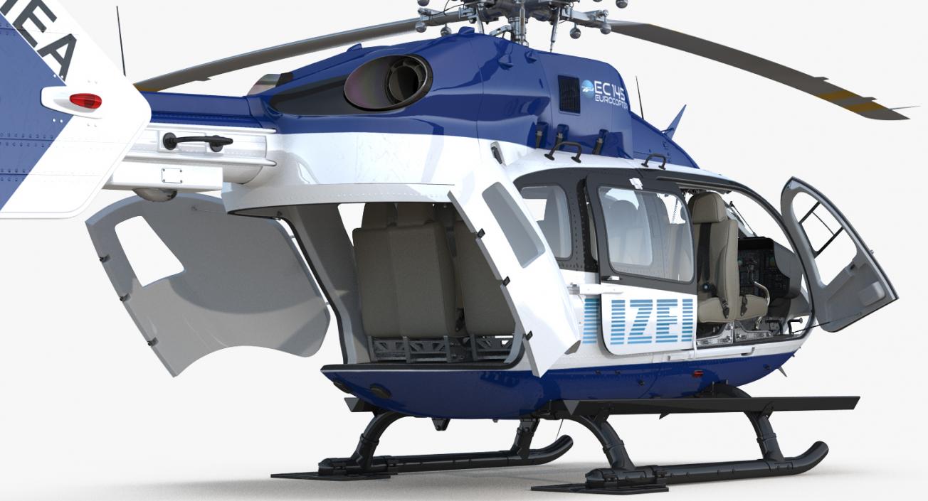 3D Eurocopter EC145 German Police Helicopter Rigged model