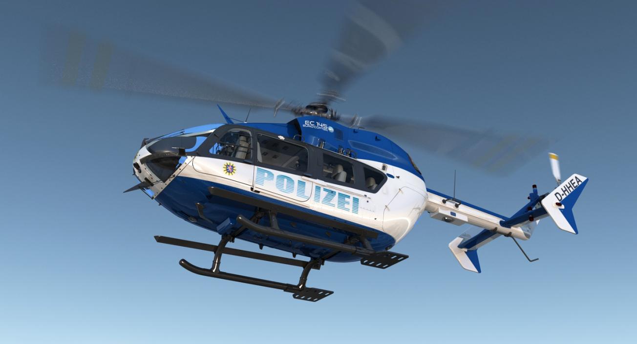 3D Eurocopter EC145 German Police Helicopter Rigged model