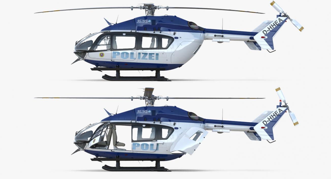 3D Eurocopter EC145 German Police Helicopter Rigged model