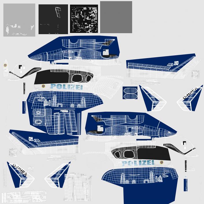 3D Eurocopter EC145 German Police Helicopter Rigged model