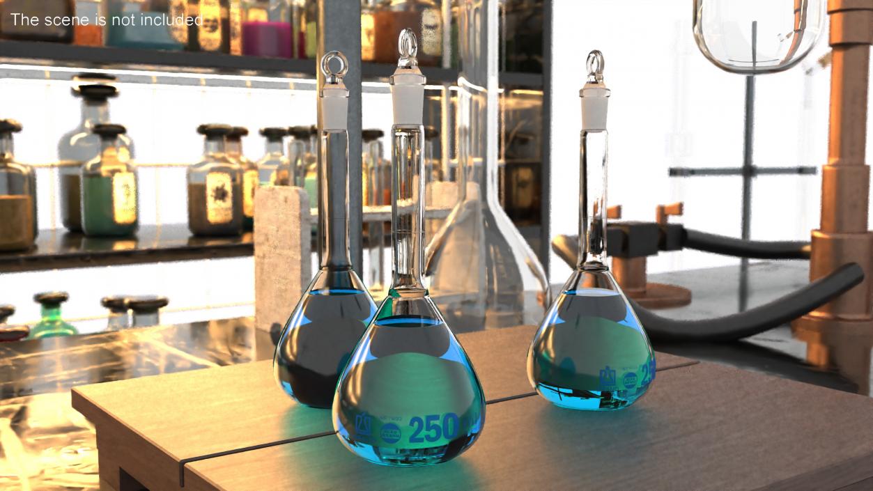 Volumetric Flask 250ml Blue Liquor 3D model