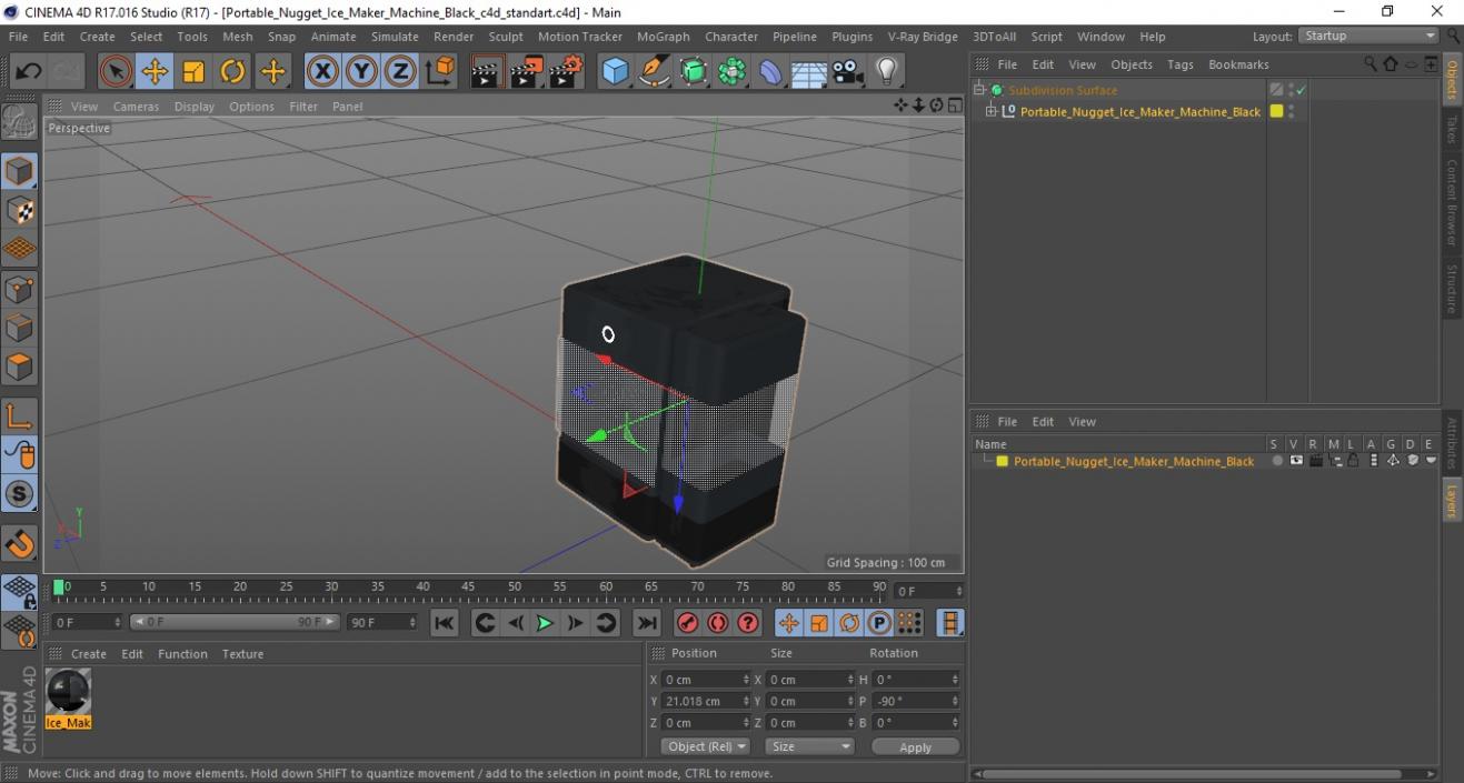 Portable Nugget Ice Maker Machine Black 3D model