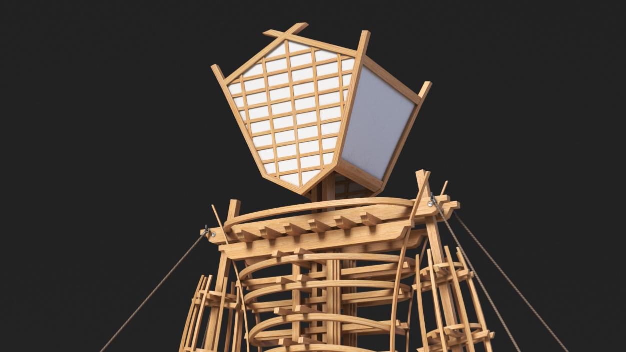 Wooden Art Statue Burning Man 3D model