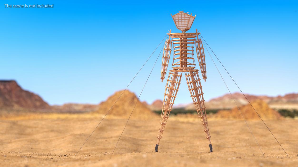 Wooden Art Statue Burning Man 3D model