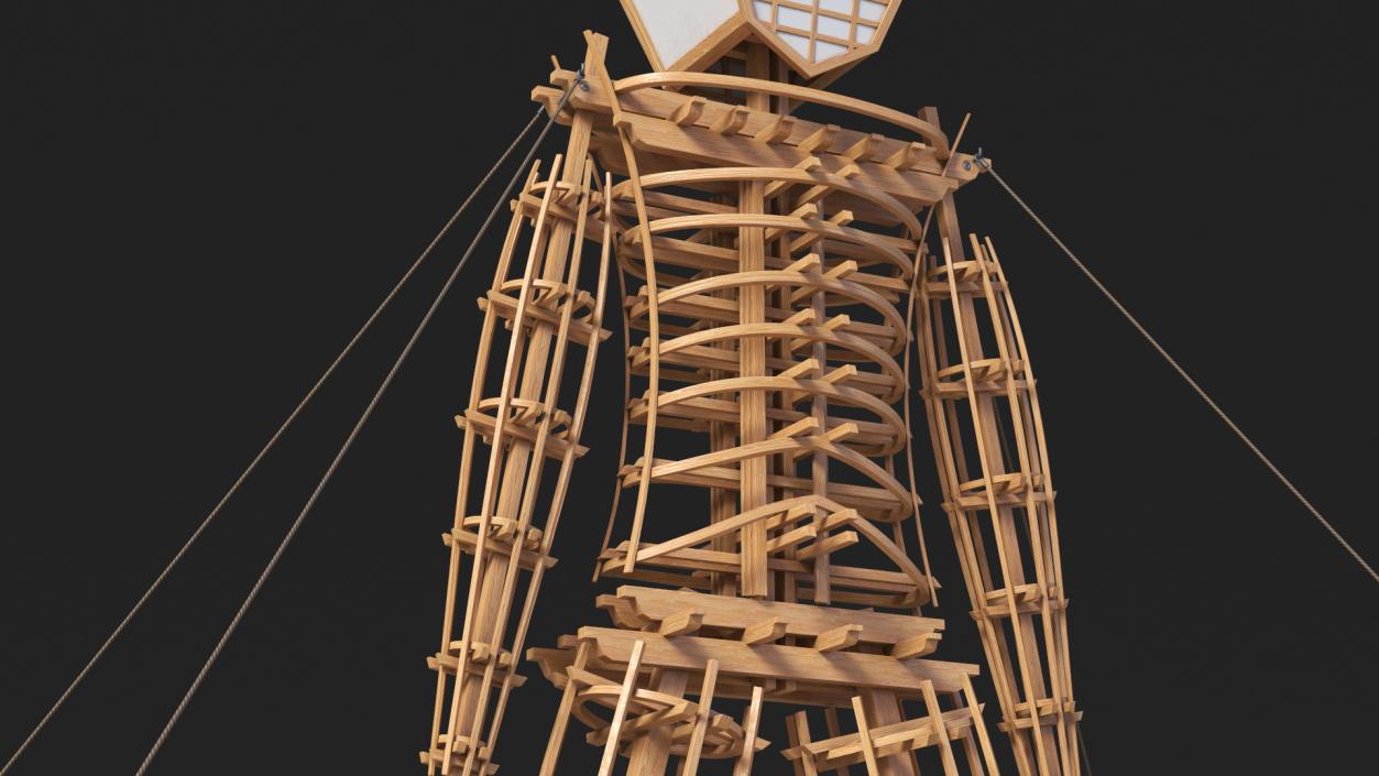 Wooden Art Statue Burning Man 3D model