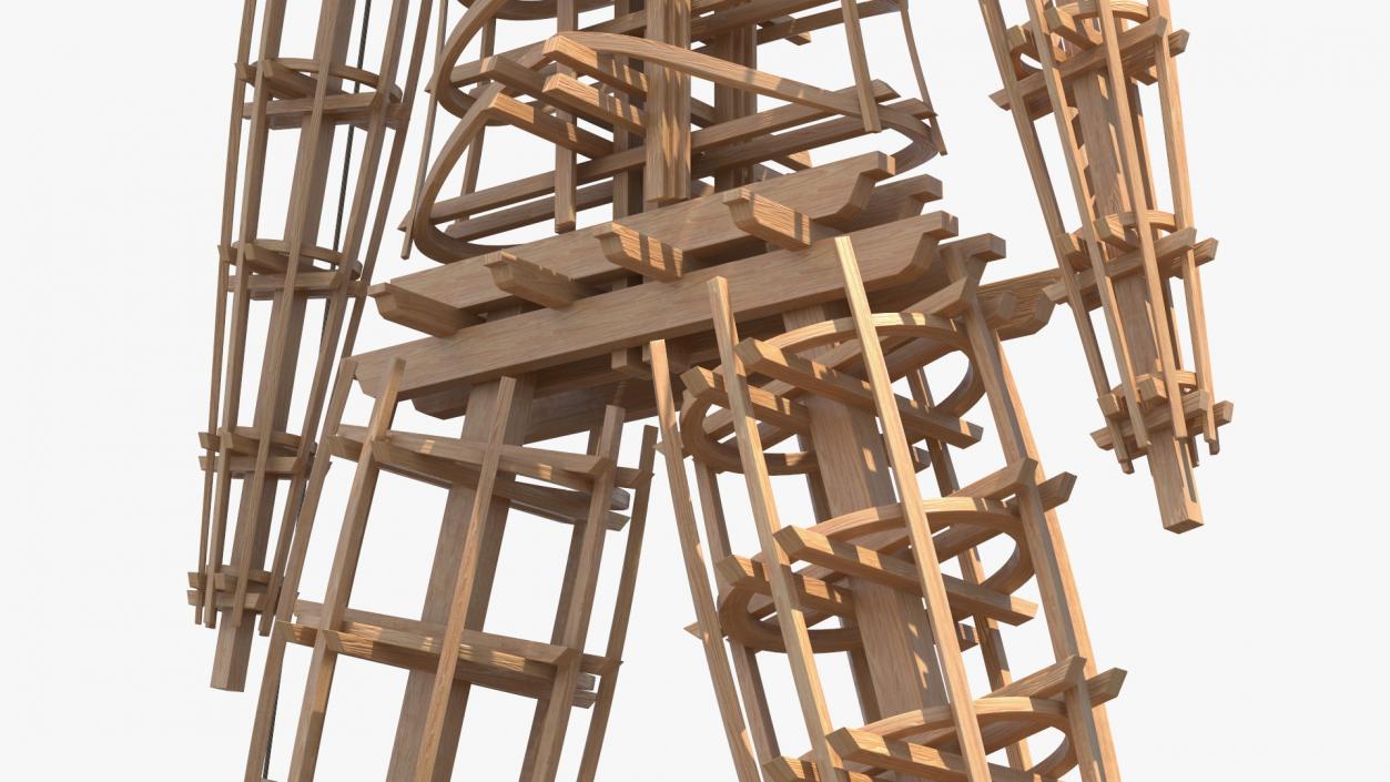 Wooden Art Statue Burning Man 3D model