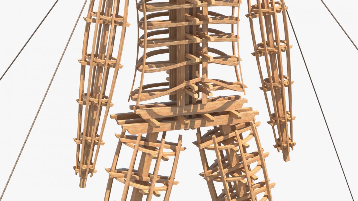 Wooden Art Statue Burning Man 3D model