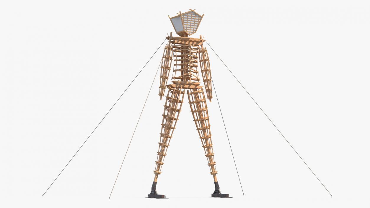 Wooden Art Statue Burning Man 3D model