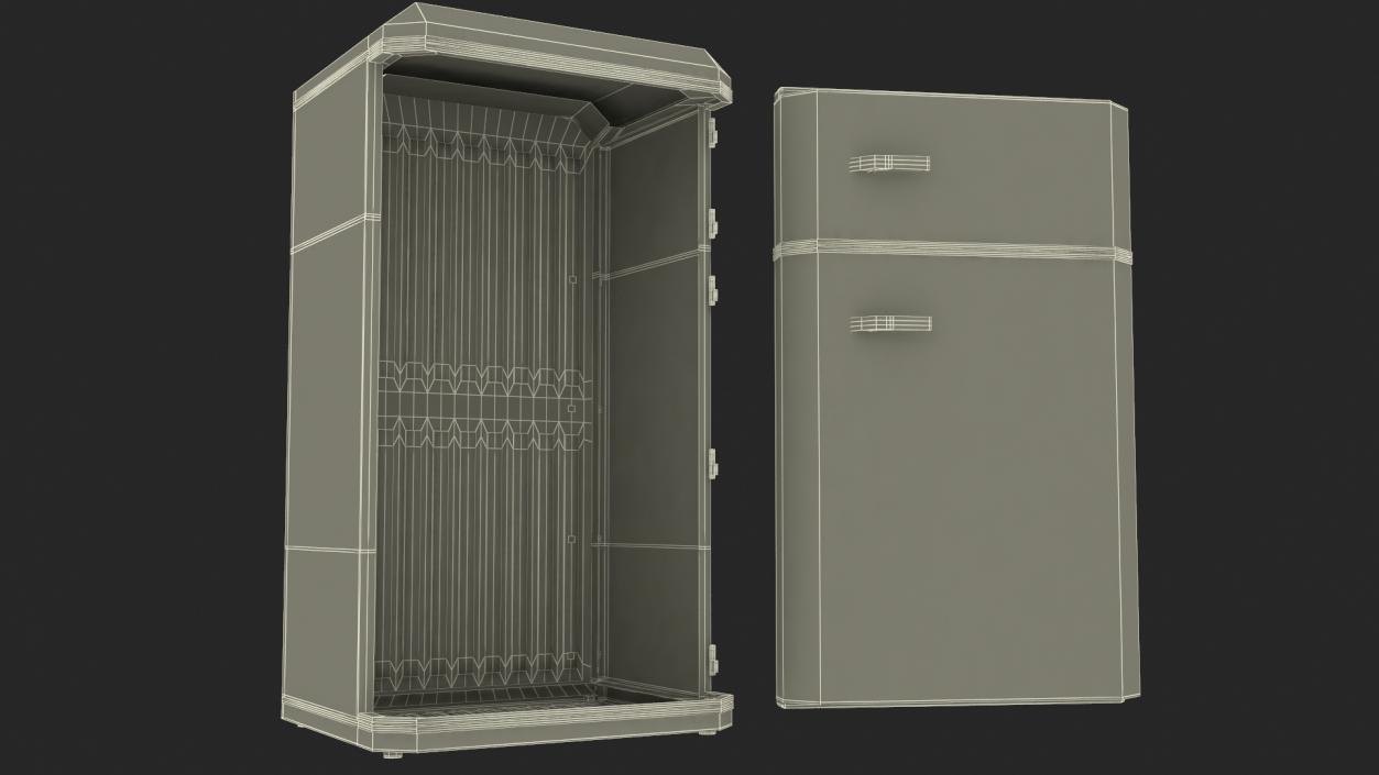 Aluminium Retro Fridge with Top Freezer 3D model