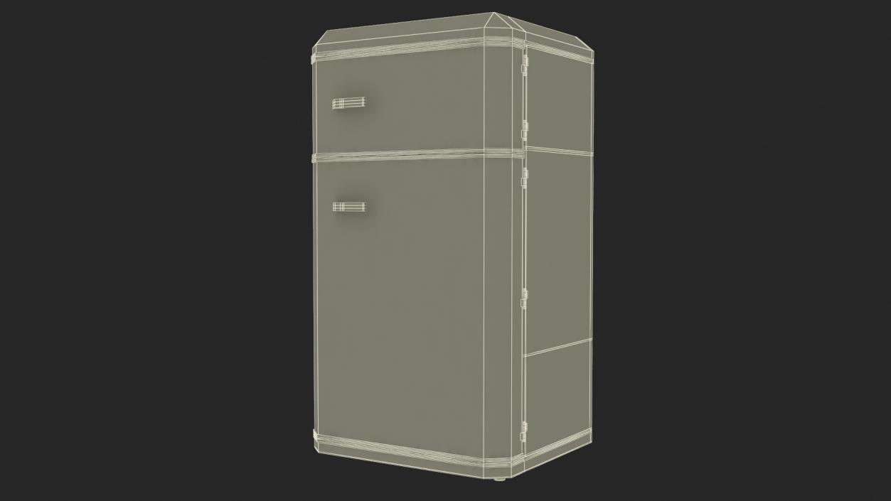 Aluminium Retro Fridge with Top Freezer 3D model