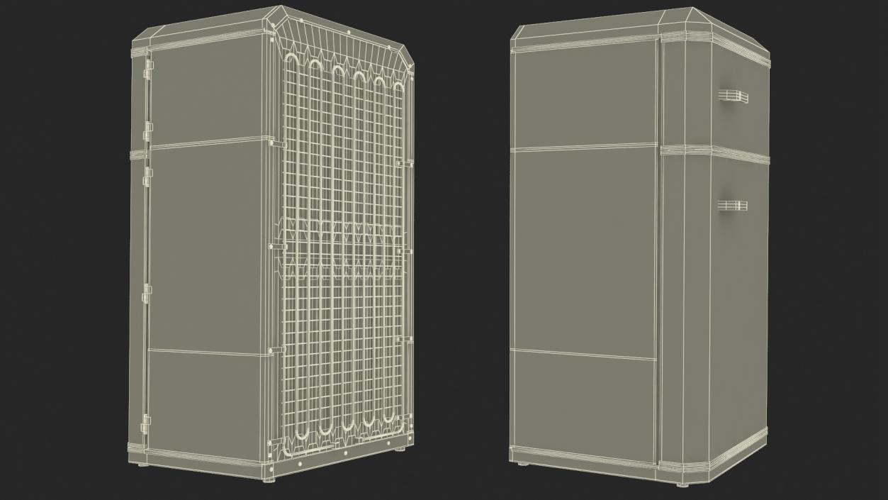 Aluminium Retro Fridge with Top Freezer 3D model