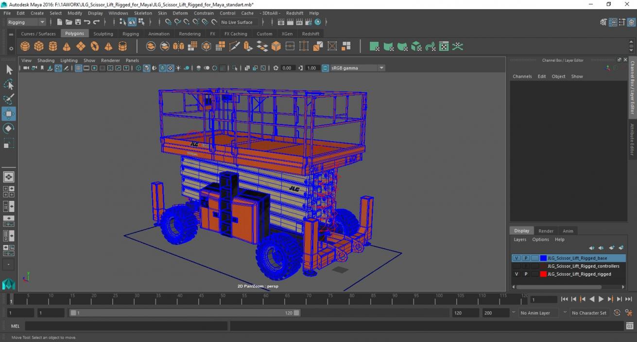 JLG Scissor Lift Rigged for Maya 3D