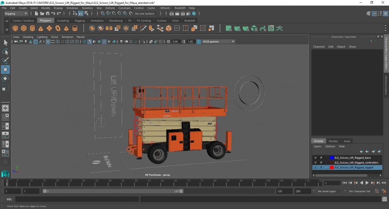 JLG Scissor Lift Rigged for Maya 3D