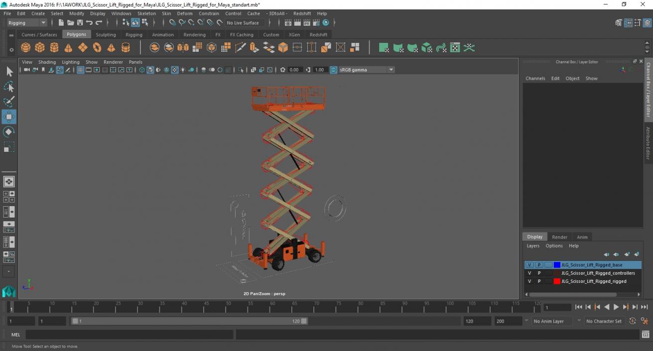 JLG Scissor Lift Rigged for Maya 3D