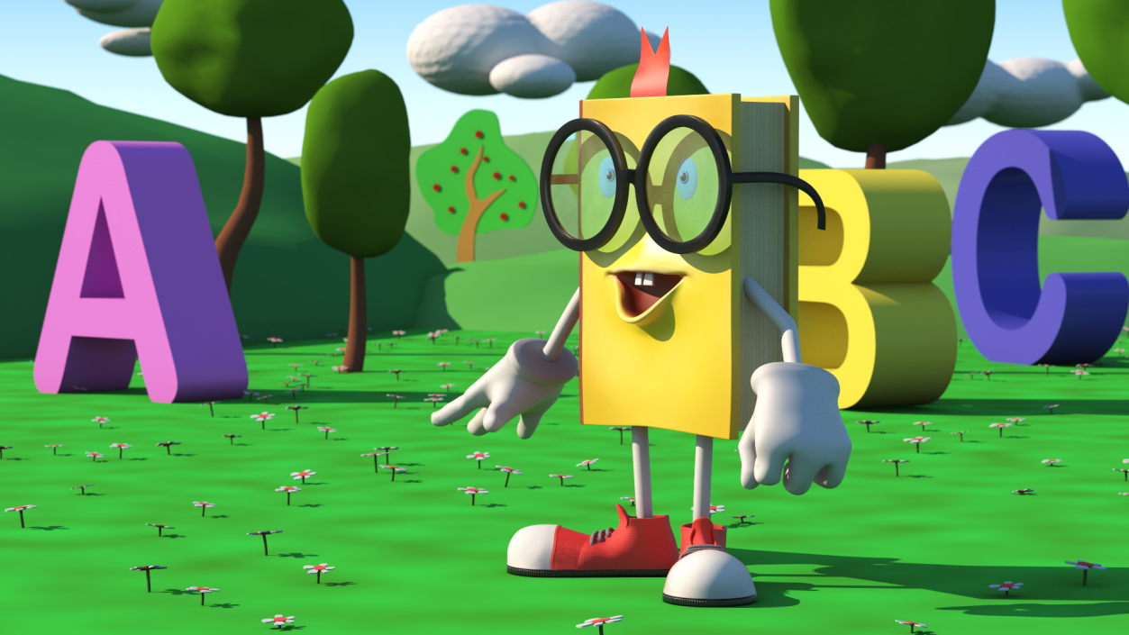 3D model Toon Yellow Book Character Standing Pose