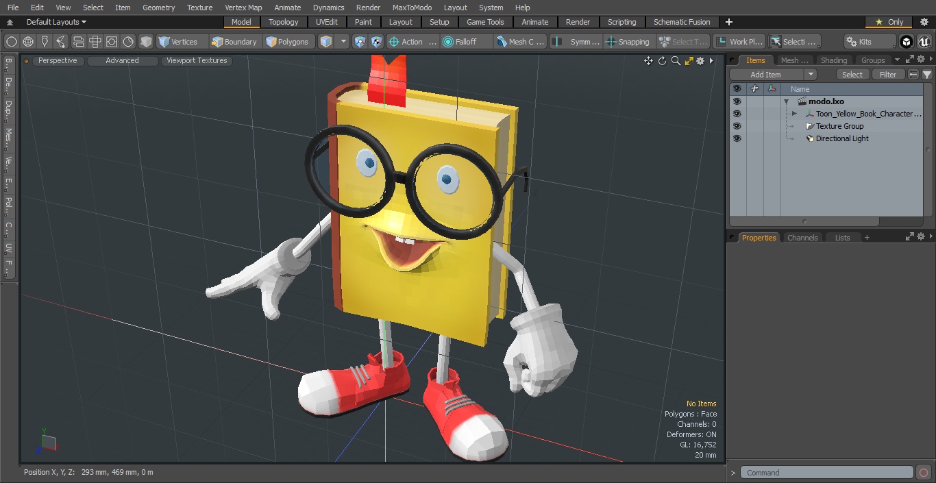 3D model Toon Yellow Book Character Standing Pose