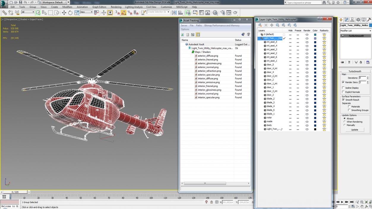 Light Twin Utility Helicopter 3D model