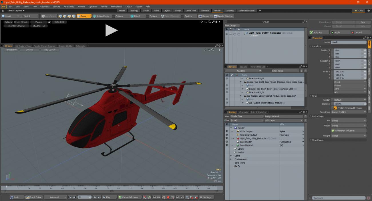 Light Twin Utility Helicopter 3D model