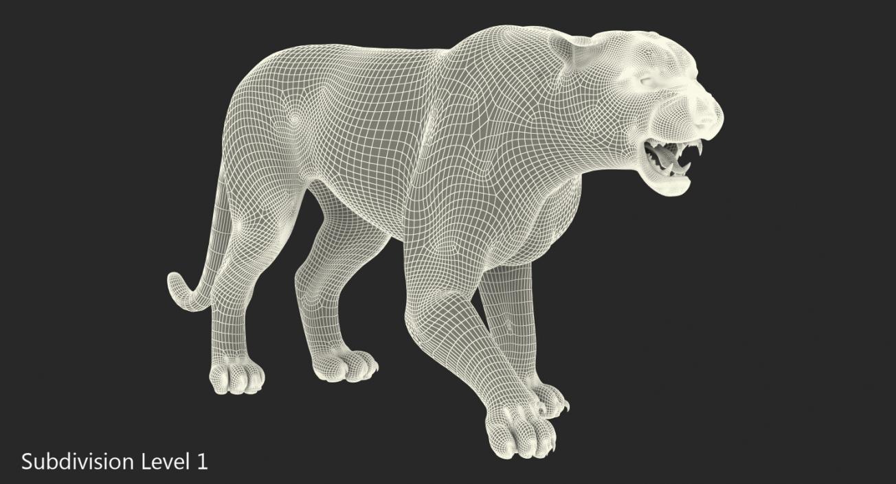 Tiger Roar with Fur 3D model