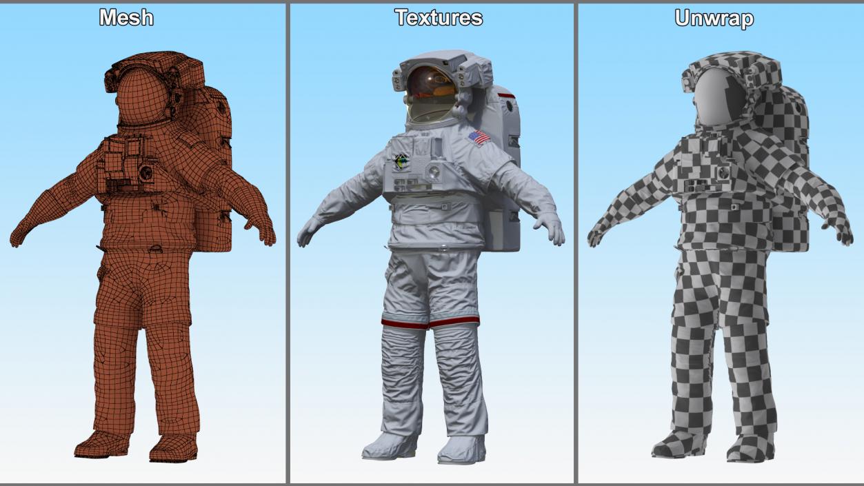 3D Spacesuit Extravehicular Mobility Unit EMU Rigged for Maya model