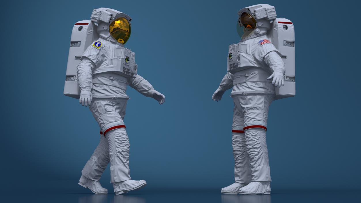 3D Spacesuit Extravehicular Mobility Unit EMU Rigged for Maya model