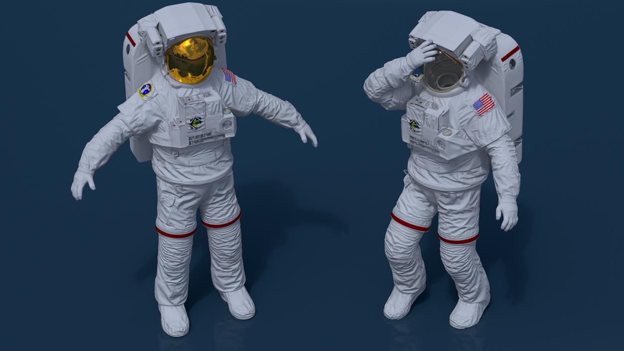 3D Spacesuit Extravehicular Mobility Unit EMU Rigged for Maya model