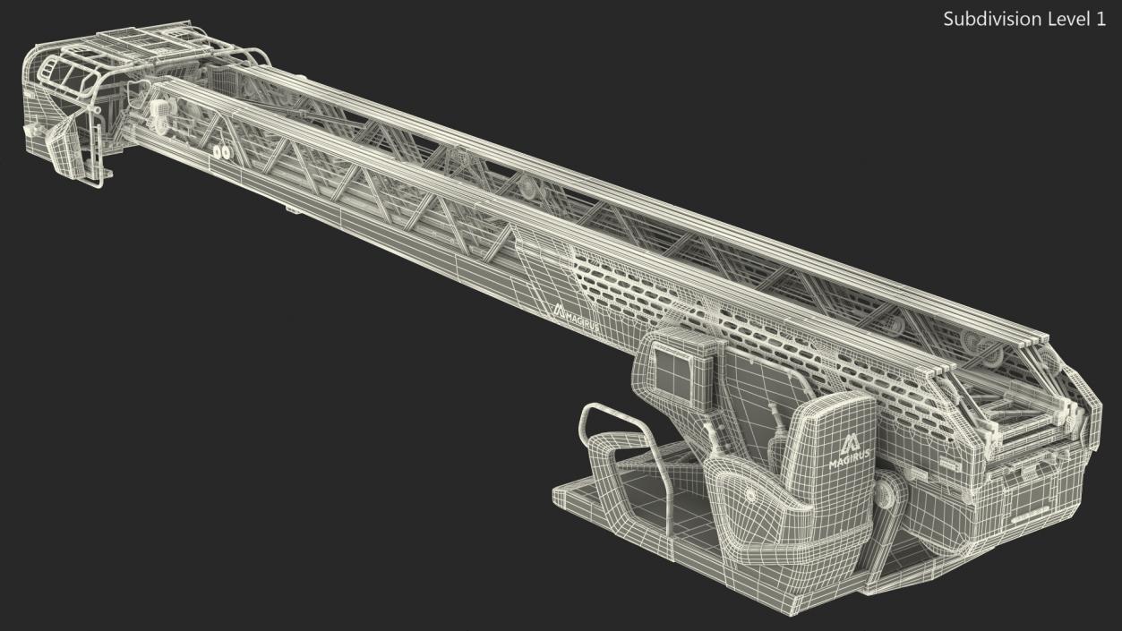 Magirus M32L AS Turntable Ladder Rigged 3D model