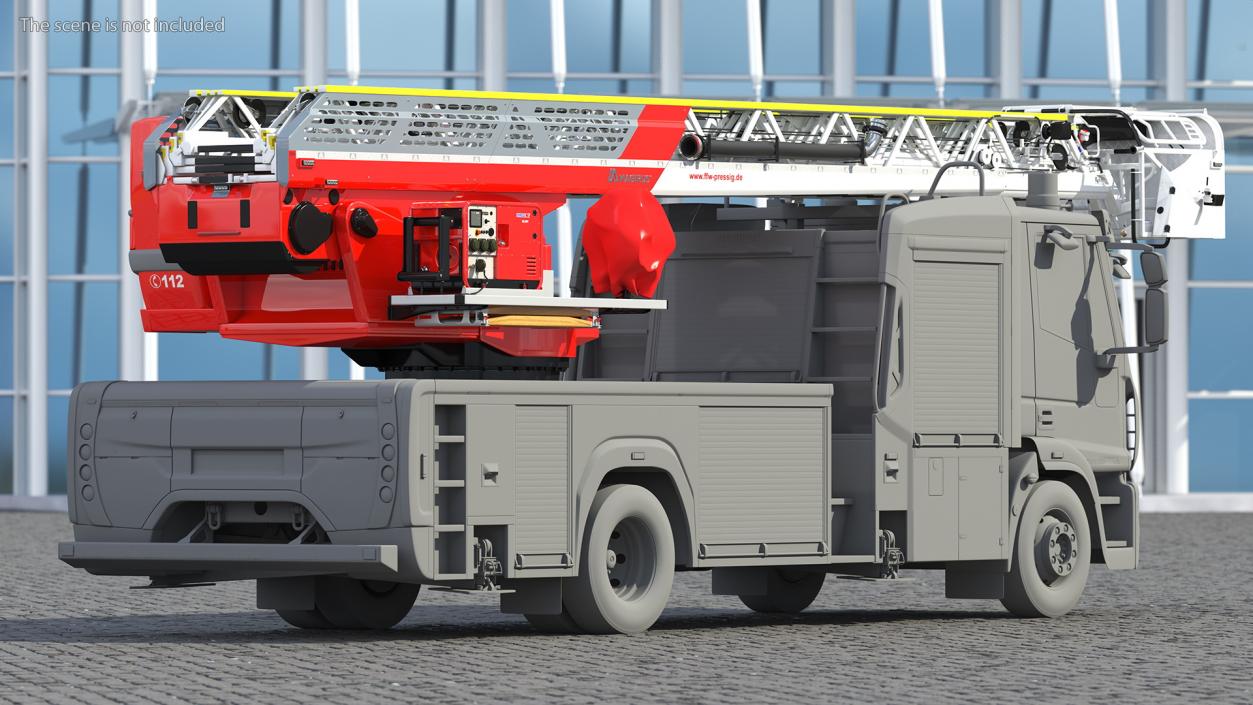 Magirus M32L AS Turntable Ladder Rigged 3D model