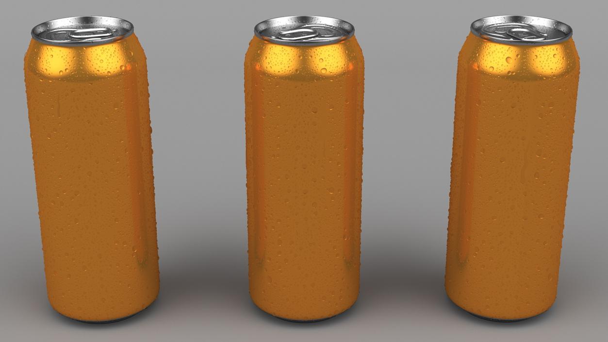 Beer Can with Drops Orange 500ml 3D