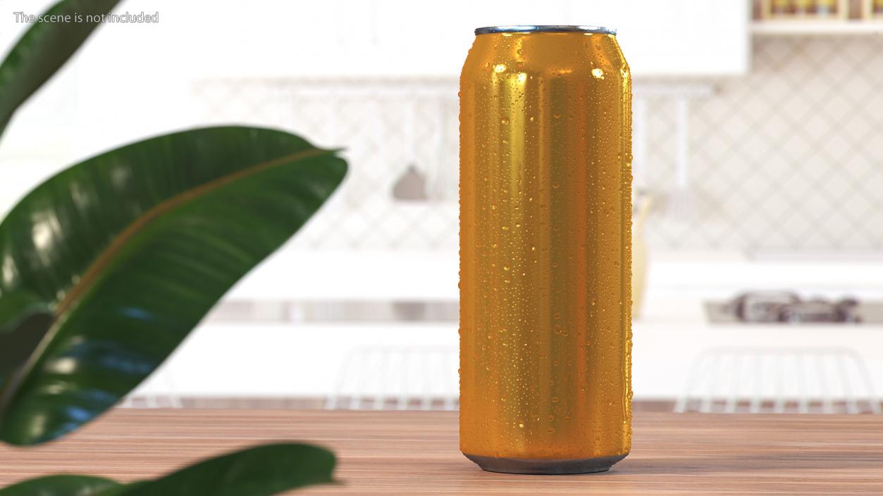 Beer Can with Drops Orange 500ml 3D