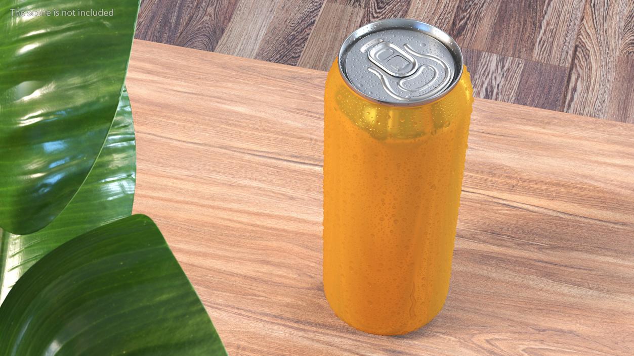 Beer Can with Drops Orange 500ml 3D