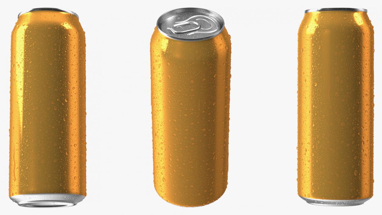 Beer Can with Drops Orange 500ml 3D