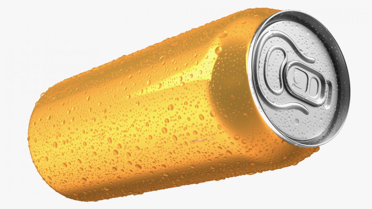 Beer Can with Drops Orange 500ml 3D