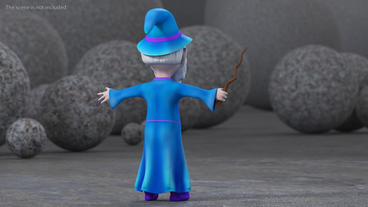 3D model Old Wizard Cartoon Character Rigged