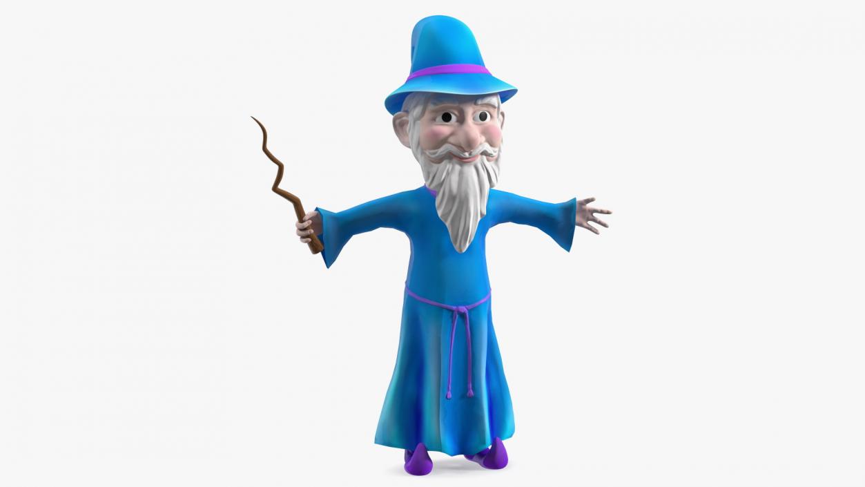 3D model Old Wizard Cartoon Character Rigged