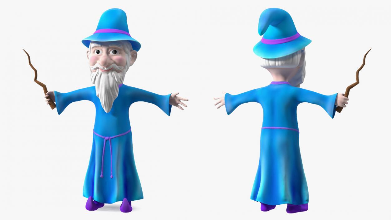 3D model Old Wizard Cartoon Character Rigged