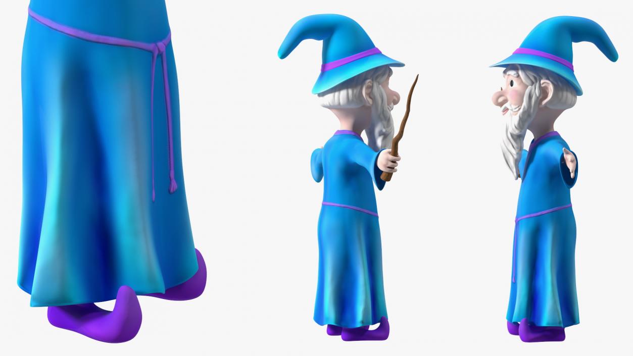 3D model Old Wizard Cartoon Character Rigged