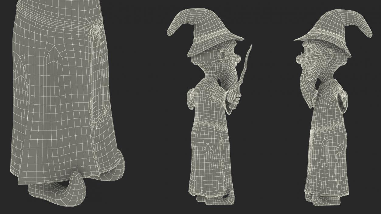 3D model Old Wizard Cartoon Character Rigged