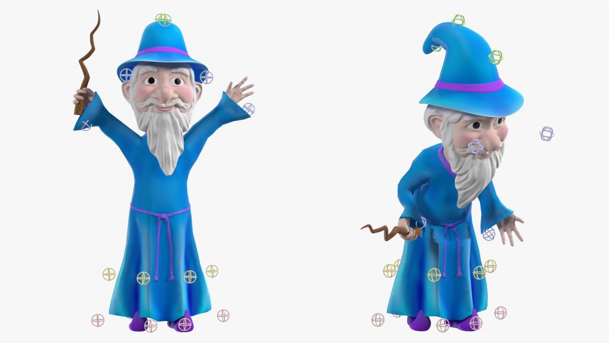 3D model Old Wizard Cartoon Character Rigged