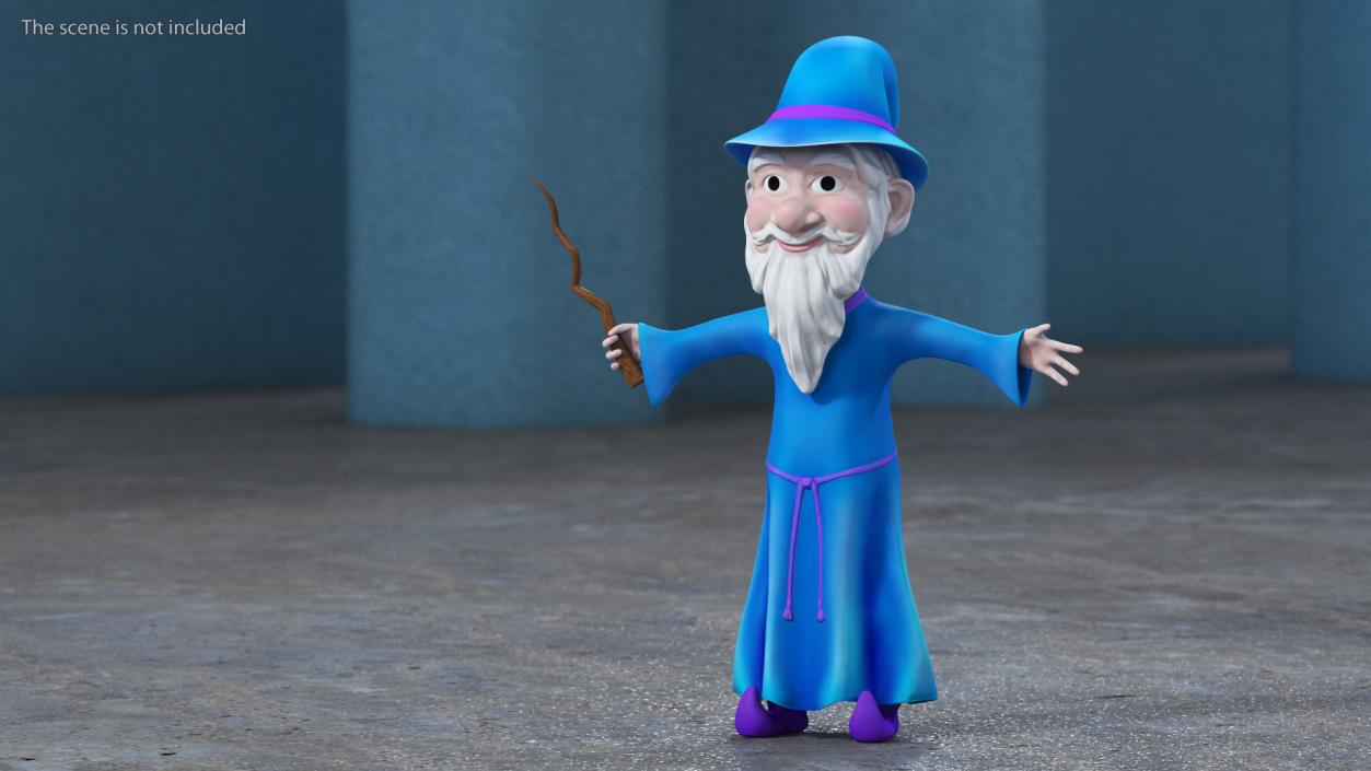 3D model Old Wizard Cartoon Character Rigged