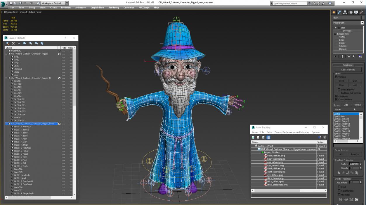 3D model Old Wizard Cartoon Character Rigged